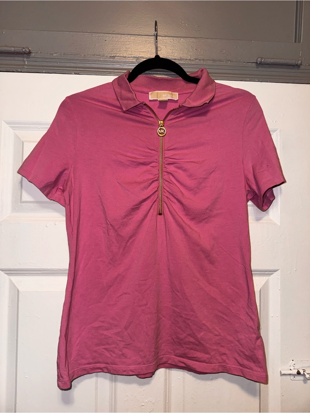 Michael Kors Rose Pink Short-Sleeve Zip Polo
